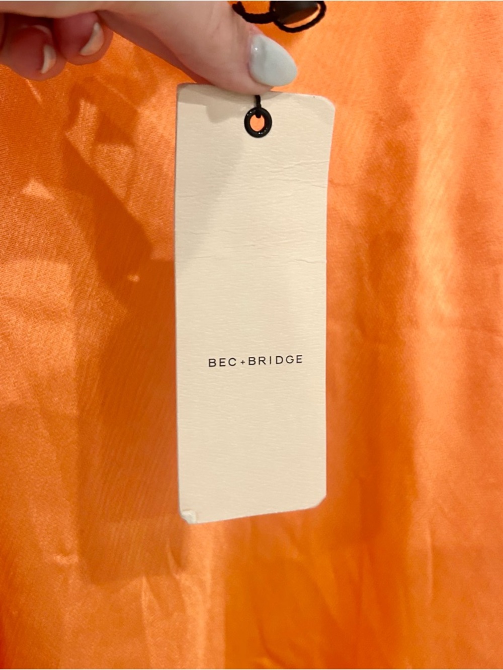 NWT Bec & Bridge Annika Sorbet Orange Satin Halter Mini Dress Size 4 - Picture 8 of 8